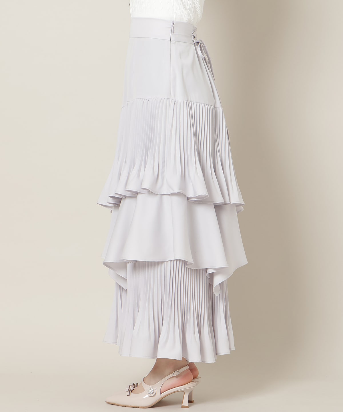 プリーツシフォンティアードスカート