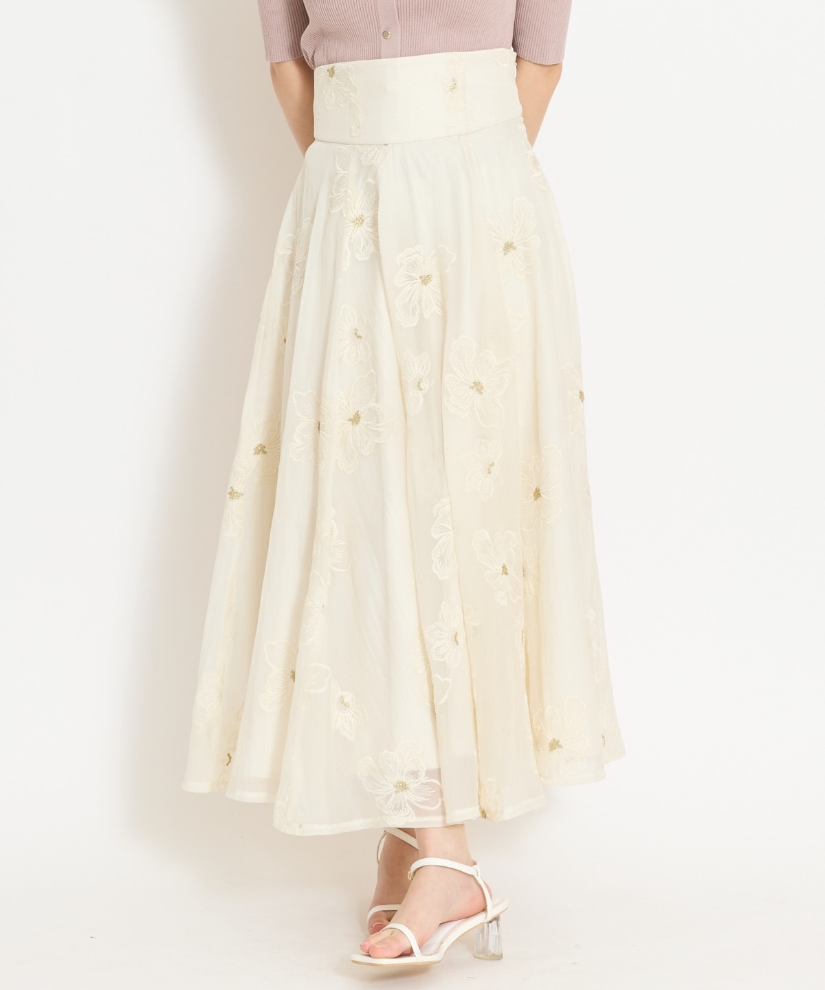 フラワー刺繍シアースカート
