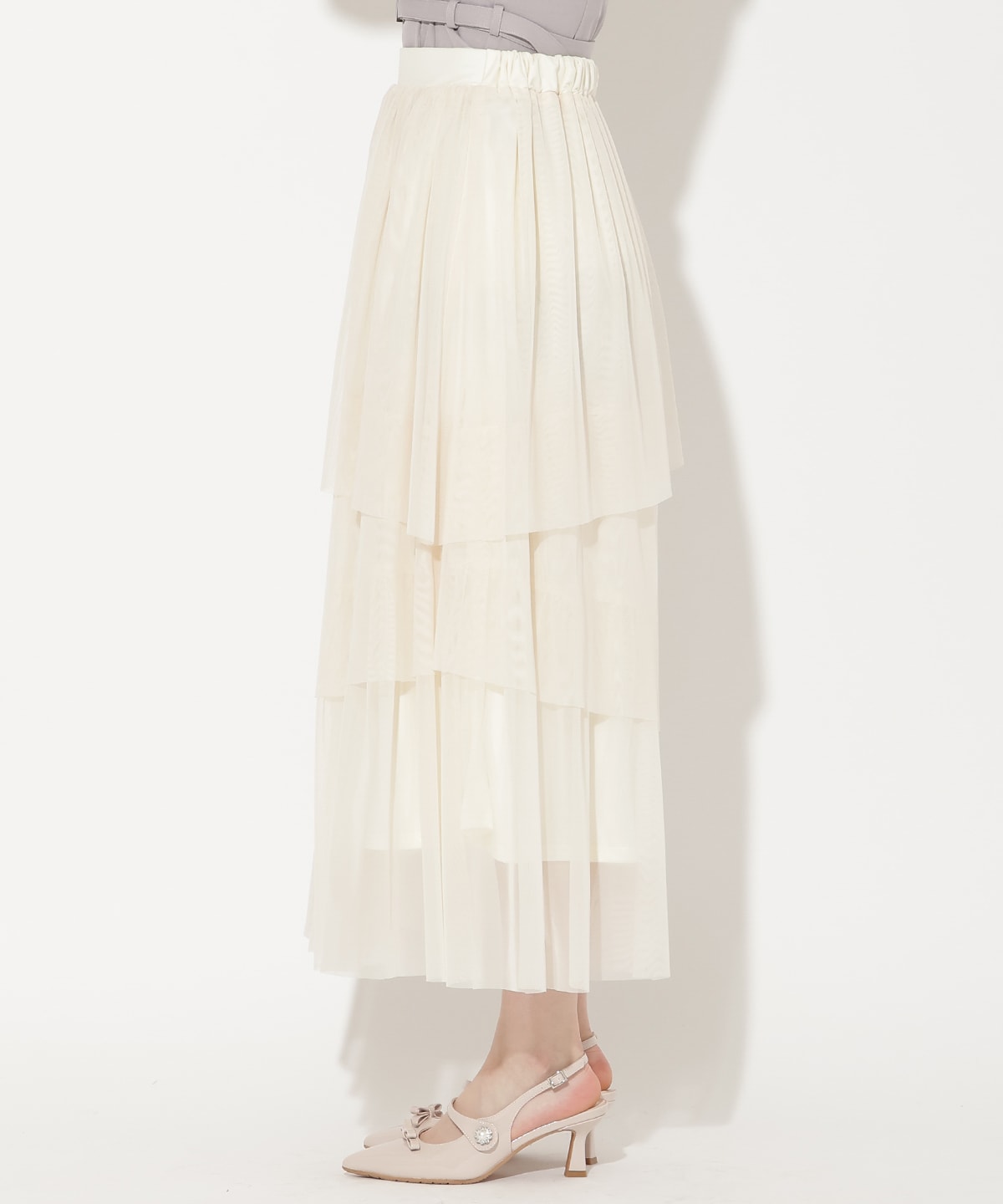 アシメティアードチュールスカート