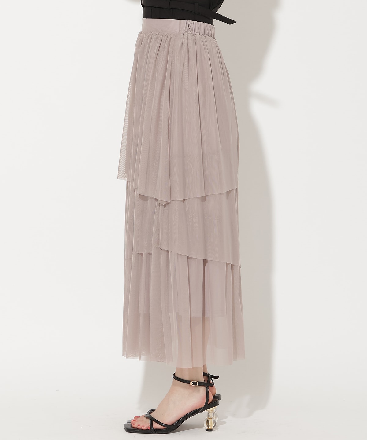 アシメティアードチュールスカート