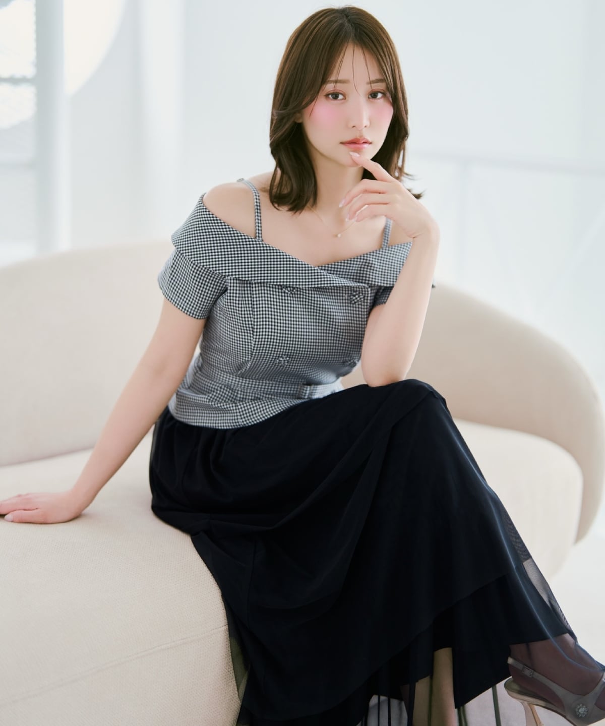 アシメティアードチュールスカート