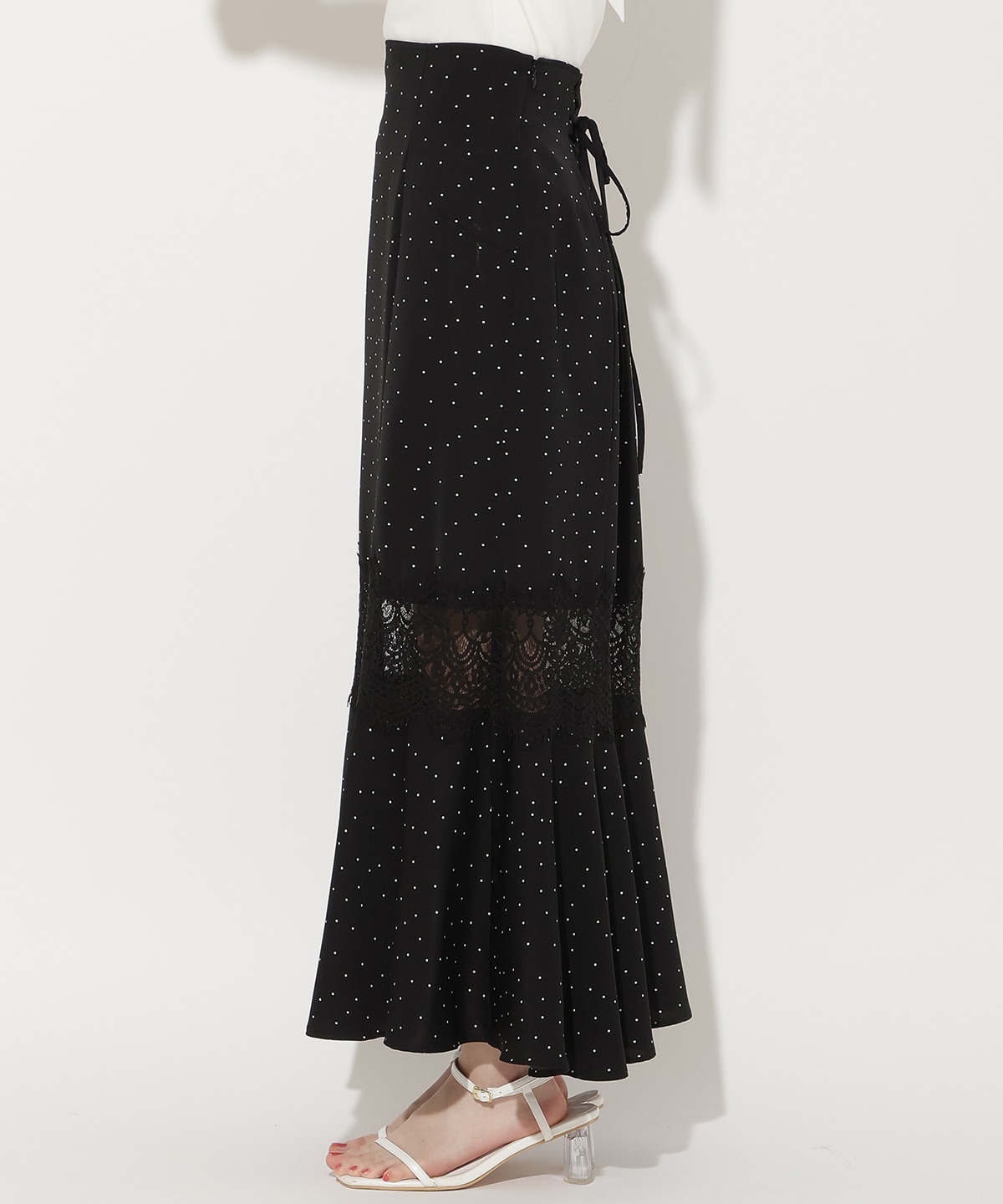 レース切替ドットマーメイドスカート