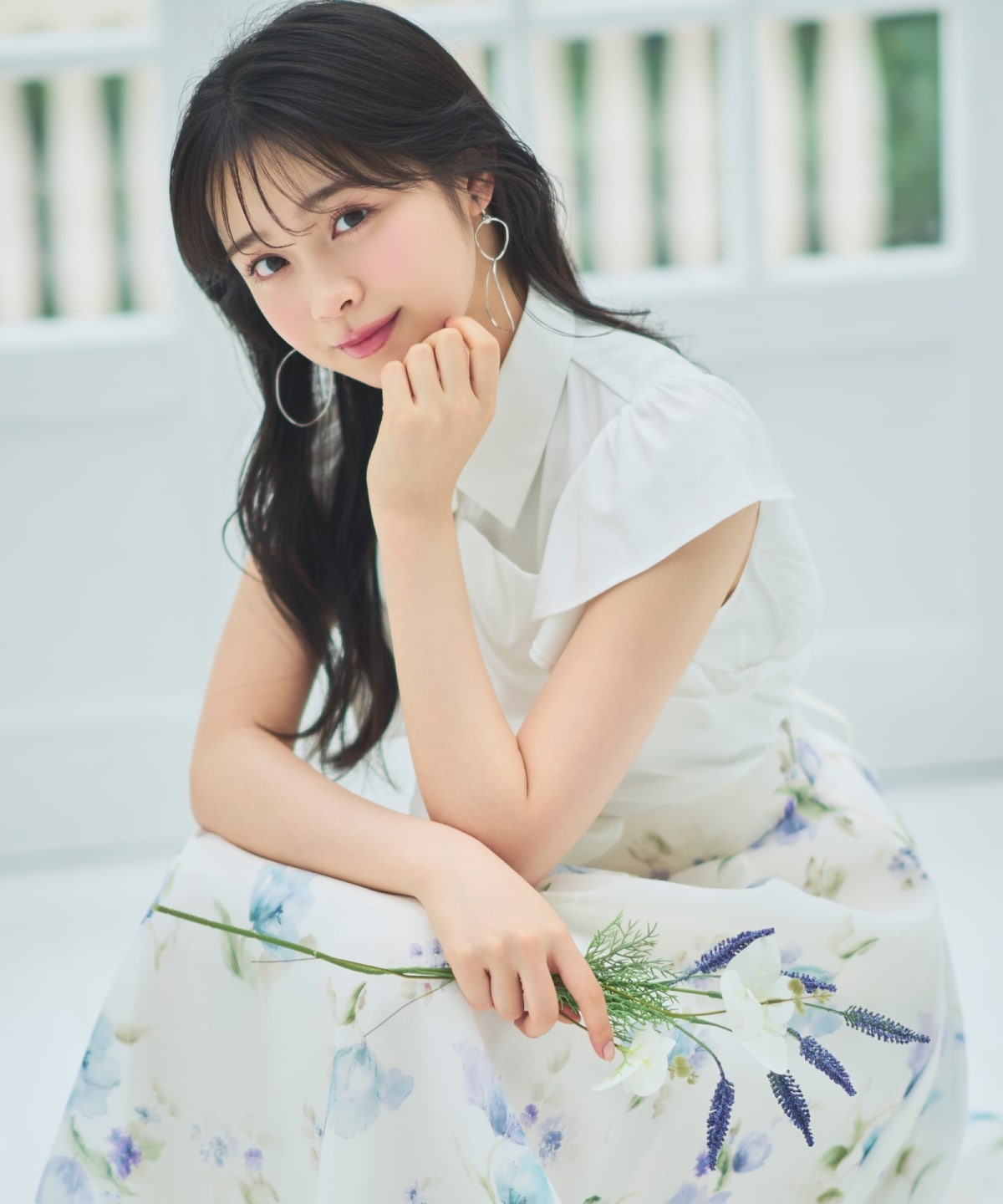 【6/11(thu)10時発売】ウォーターフラワープリントシアータックスカート