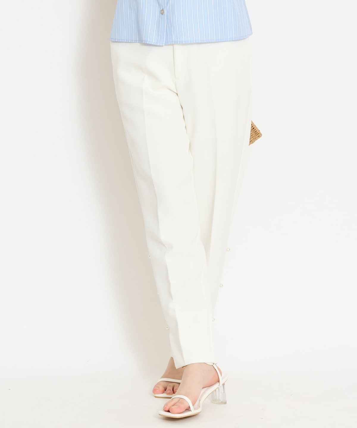 パールデザインテーパードパンツ