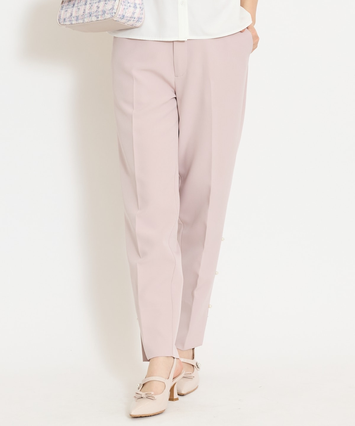 パールデザインテーパードパンツ