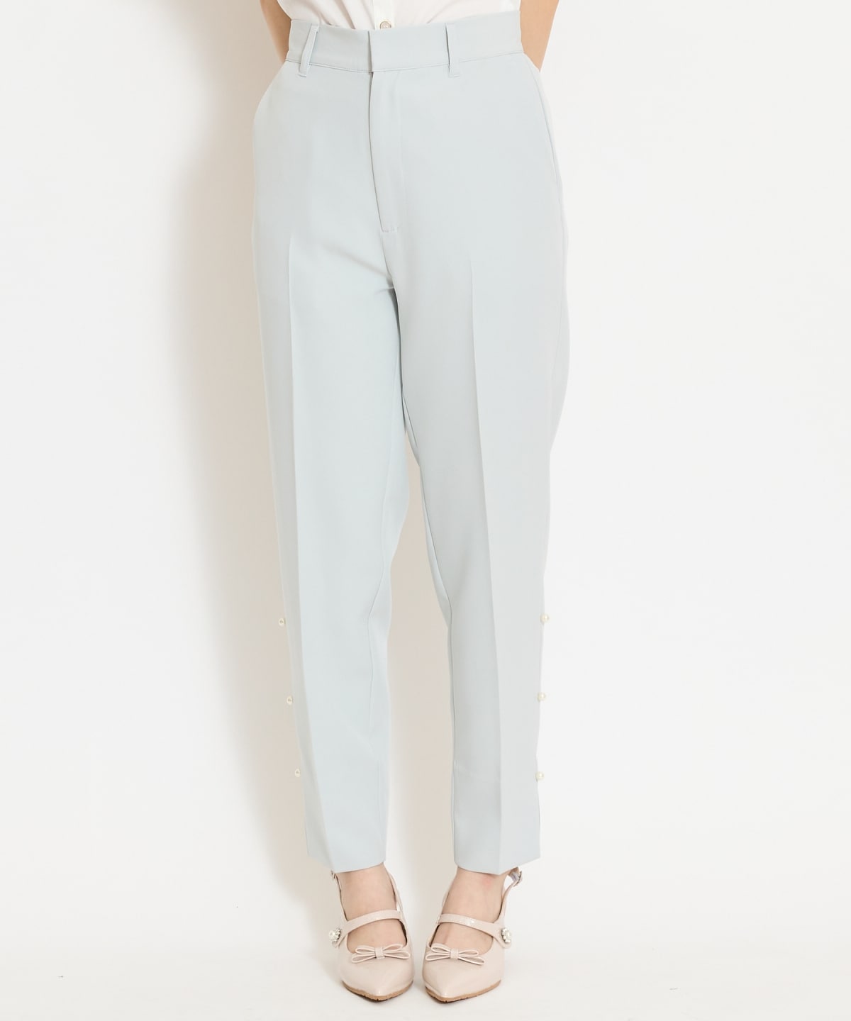 パールデザインテーパードパンツ