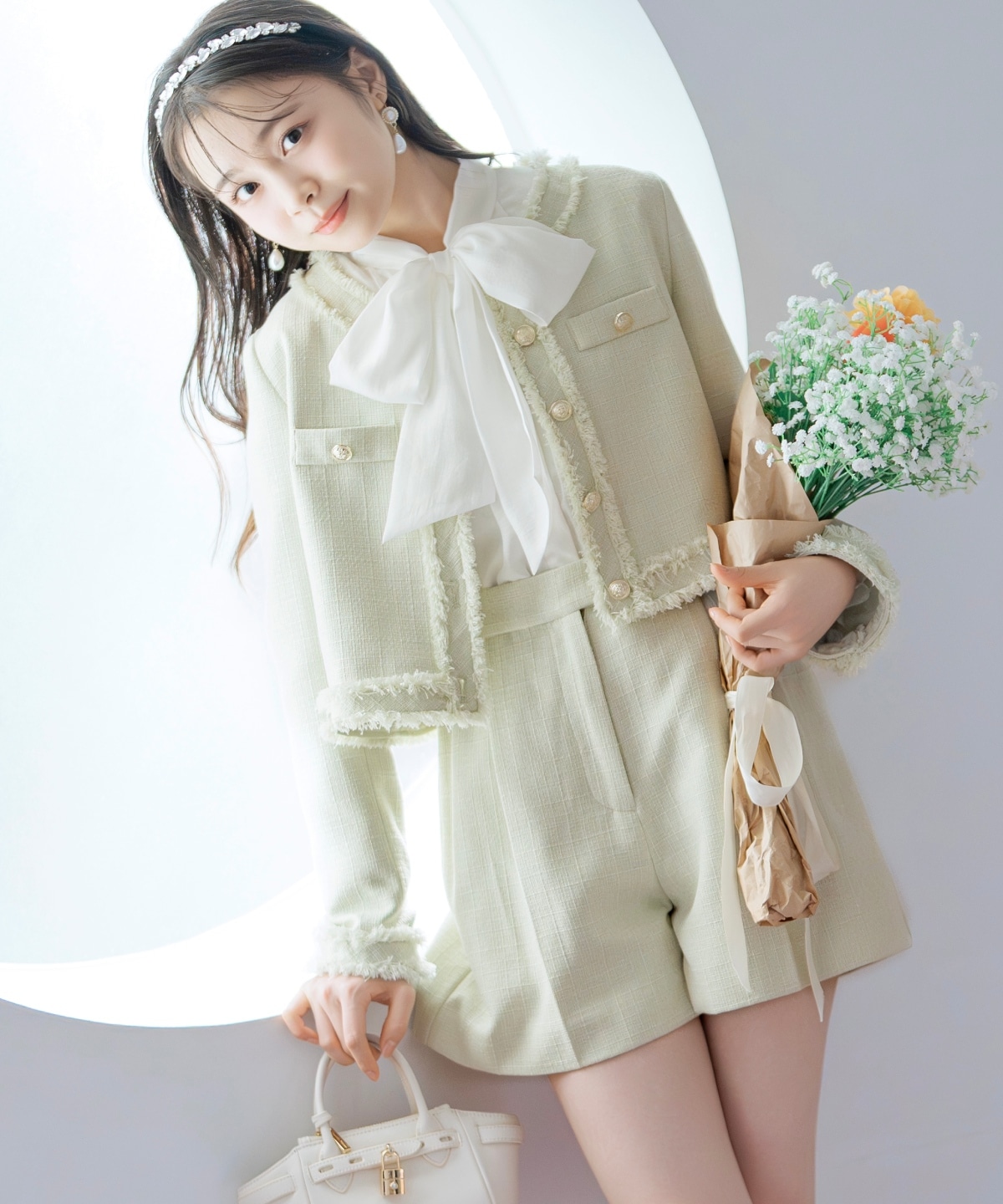 ツイードタックショートパンツ