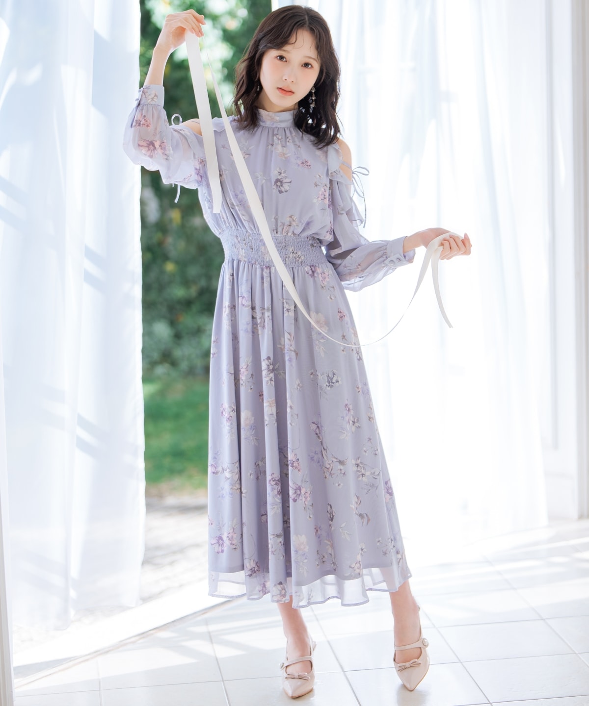 【2/27(fri)発売】フラワープリントフリルスリーブワンピース