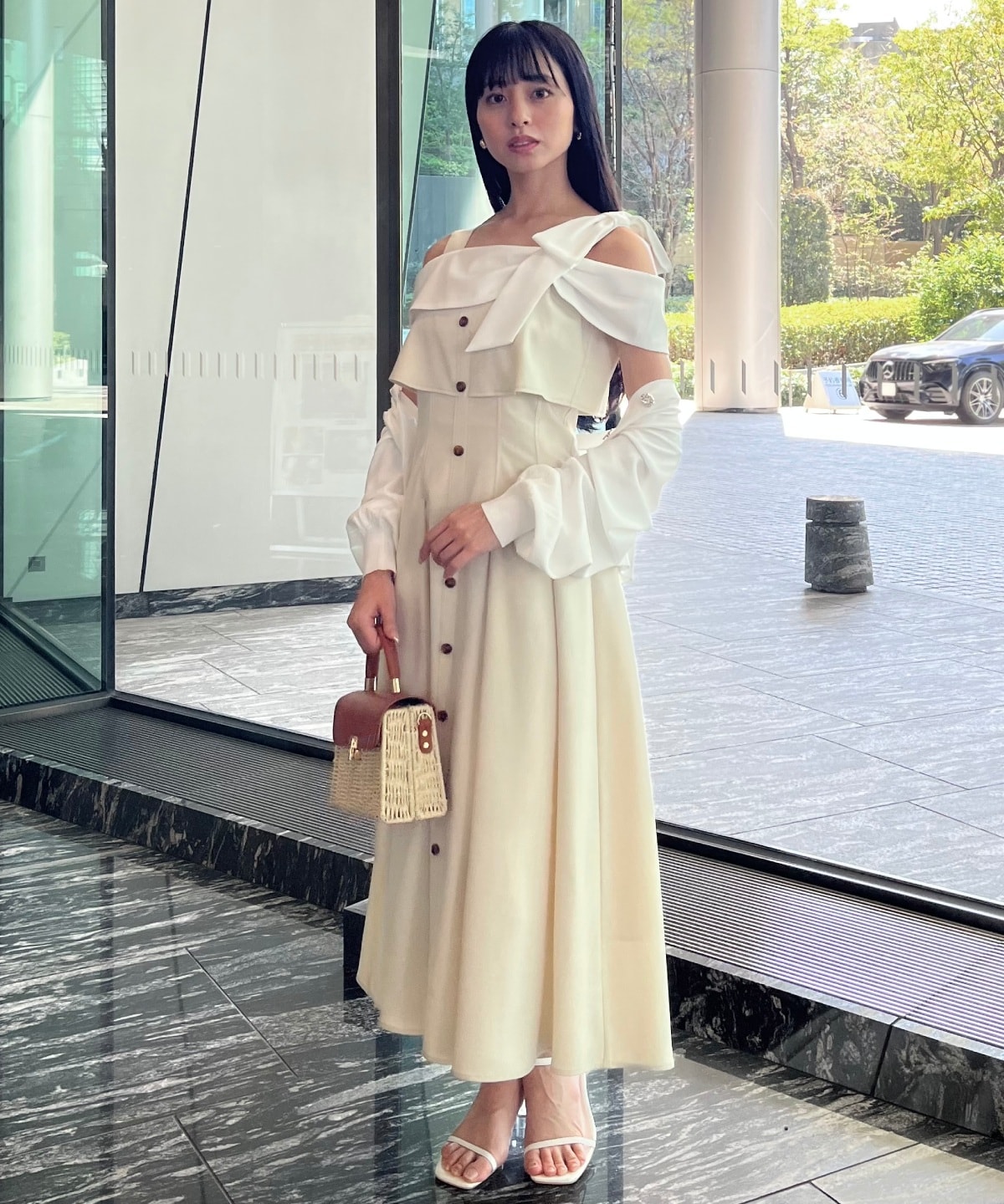 アシメリボンレイヤードワンピース