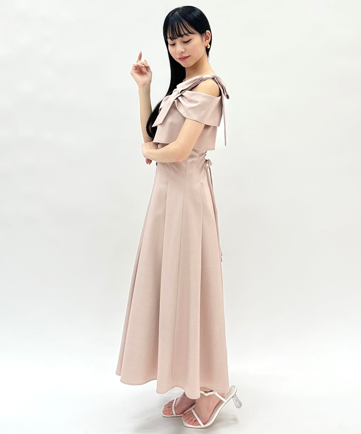 アシメリボンレイヤードワンピース