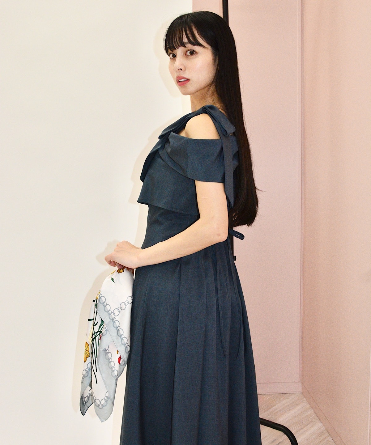 アシメリボンレイヤードワンピース