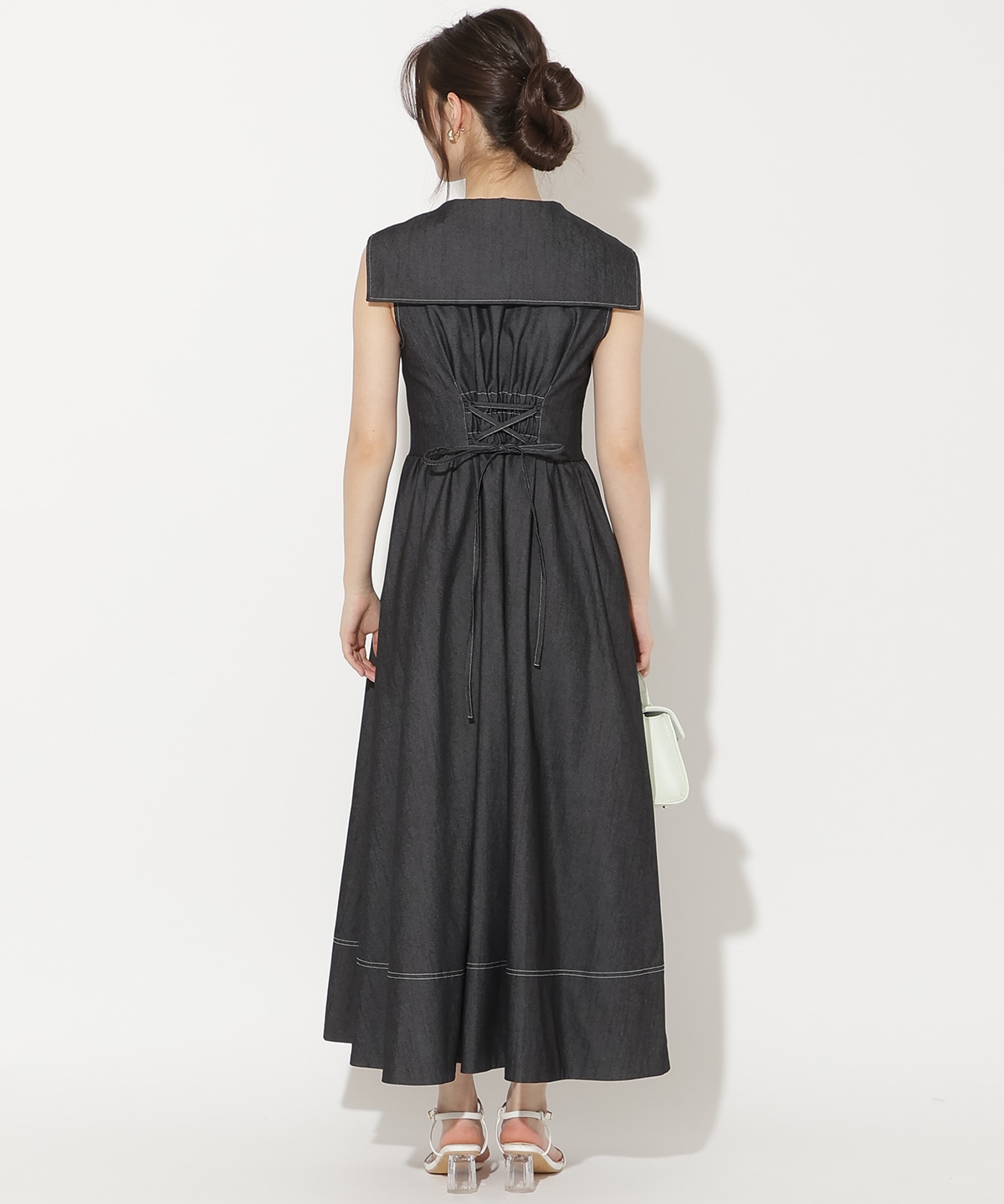 セーラーカラーノースリーブシャツワンピース