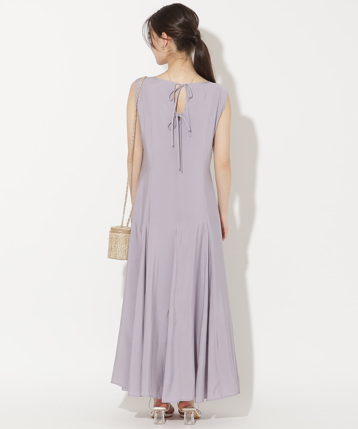 バックリボンノースリーブAラインワンピース