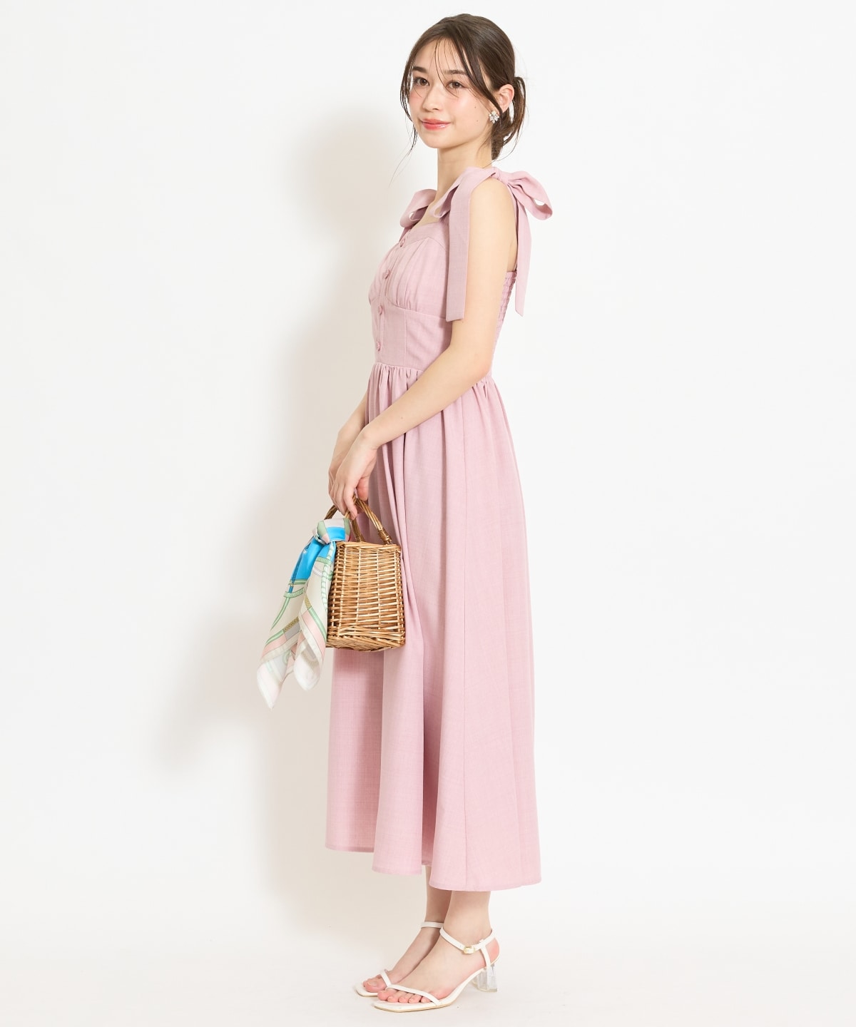 【4/24(fri)10時予約開始】リボンショルダーギャザーワンピース