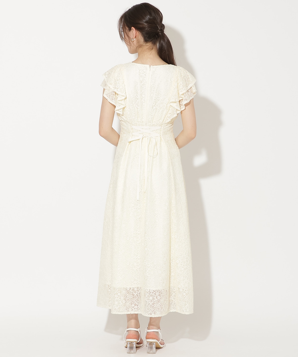 フリルスリーブフレアワンピース