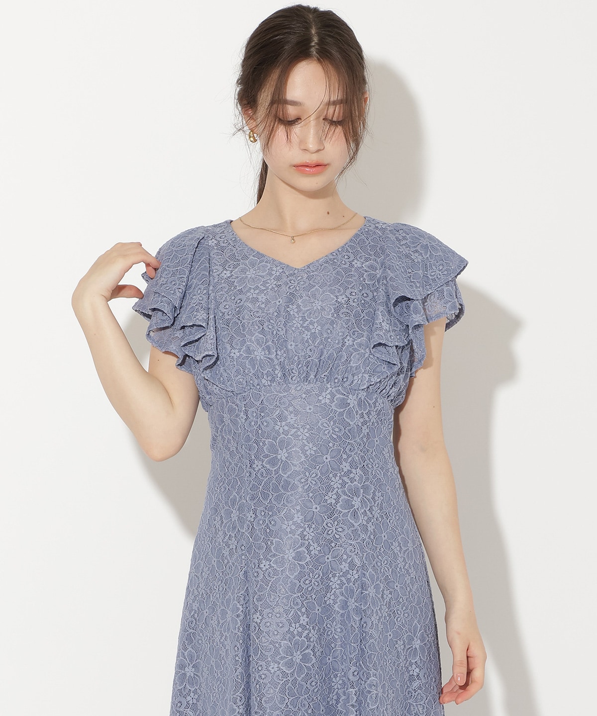 フリルスリーブフレアワンピース