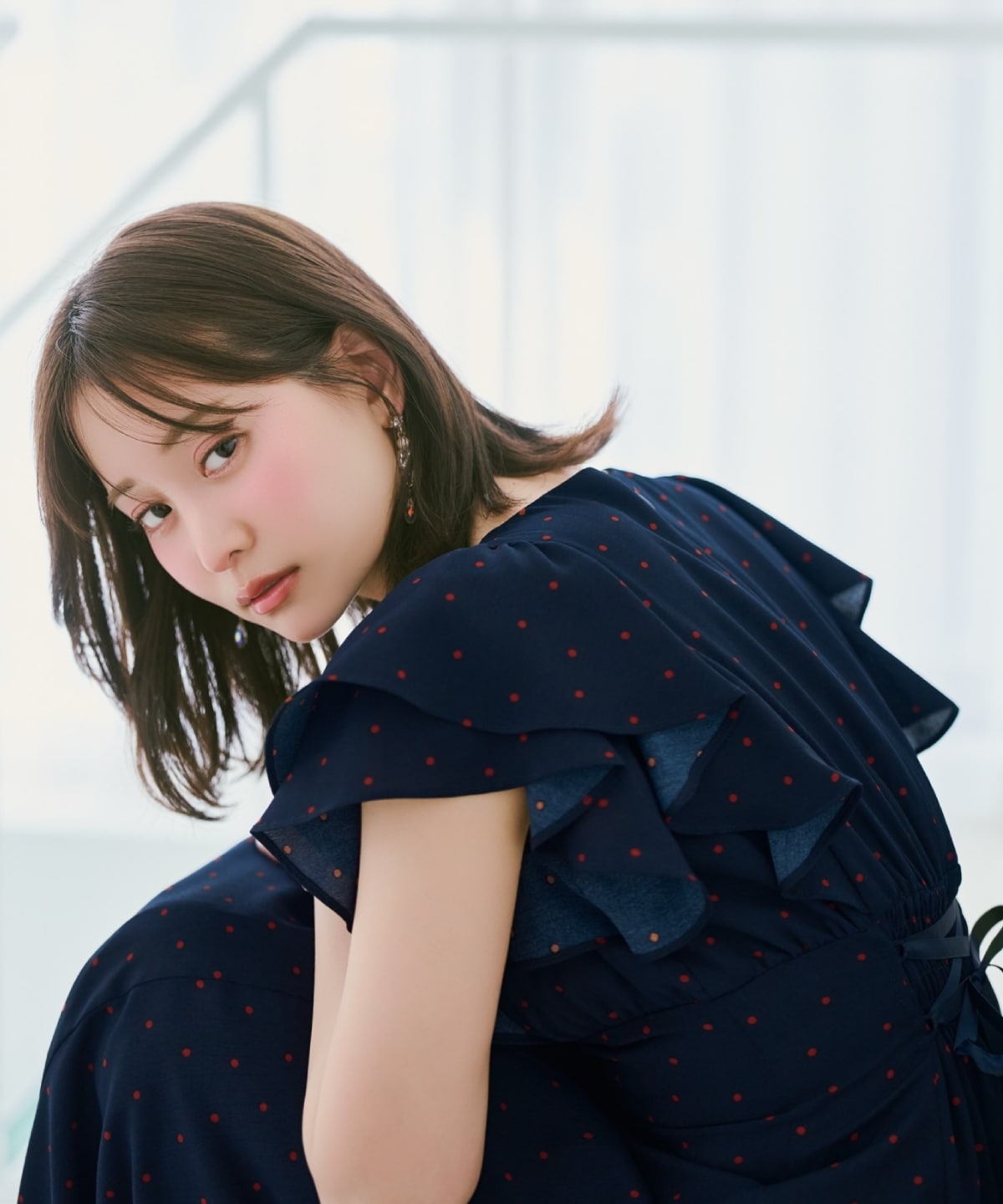 フリルスリーブフレアワンピース