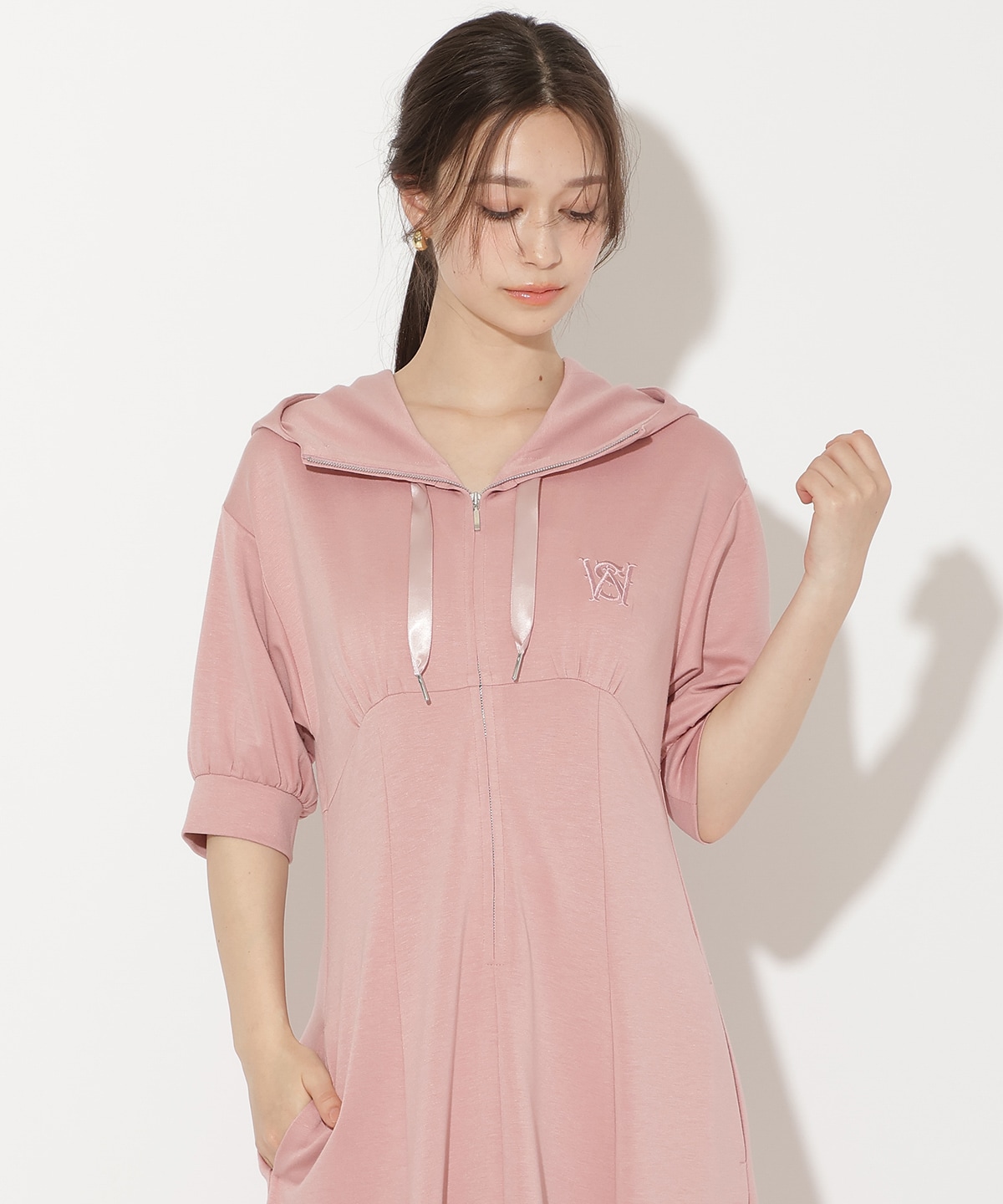 【5/14(thu)10時発売】ハイウエスト切替パーカーワンピース