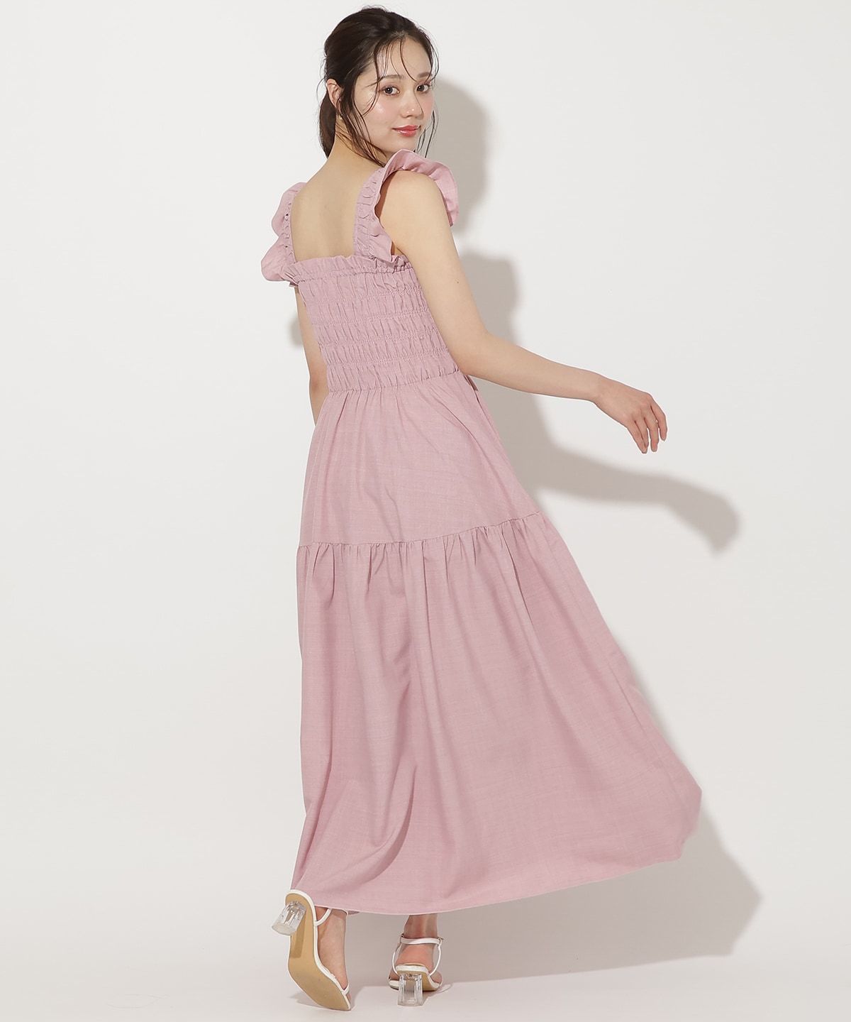 【6/26(fri)10時発売】フリルショルダーシャーリングティアードワンピース