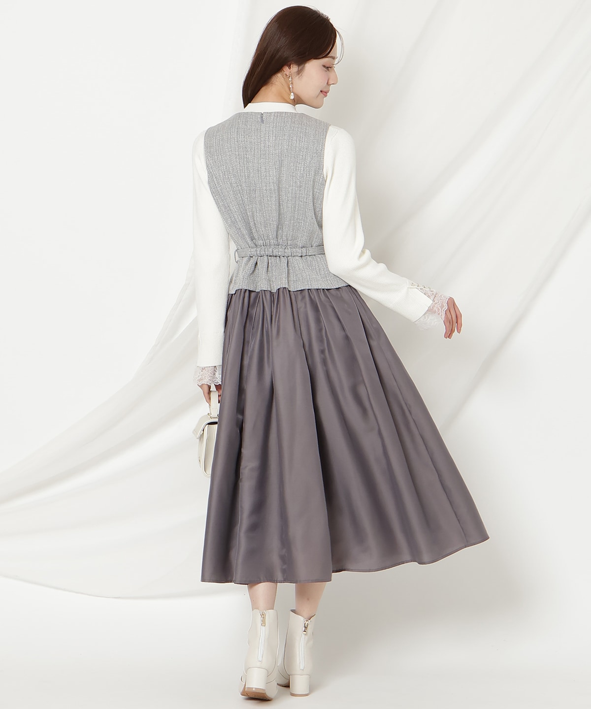 ツイードドッキングジレワンピース