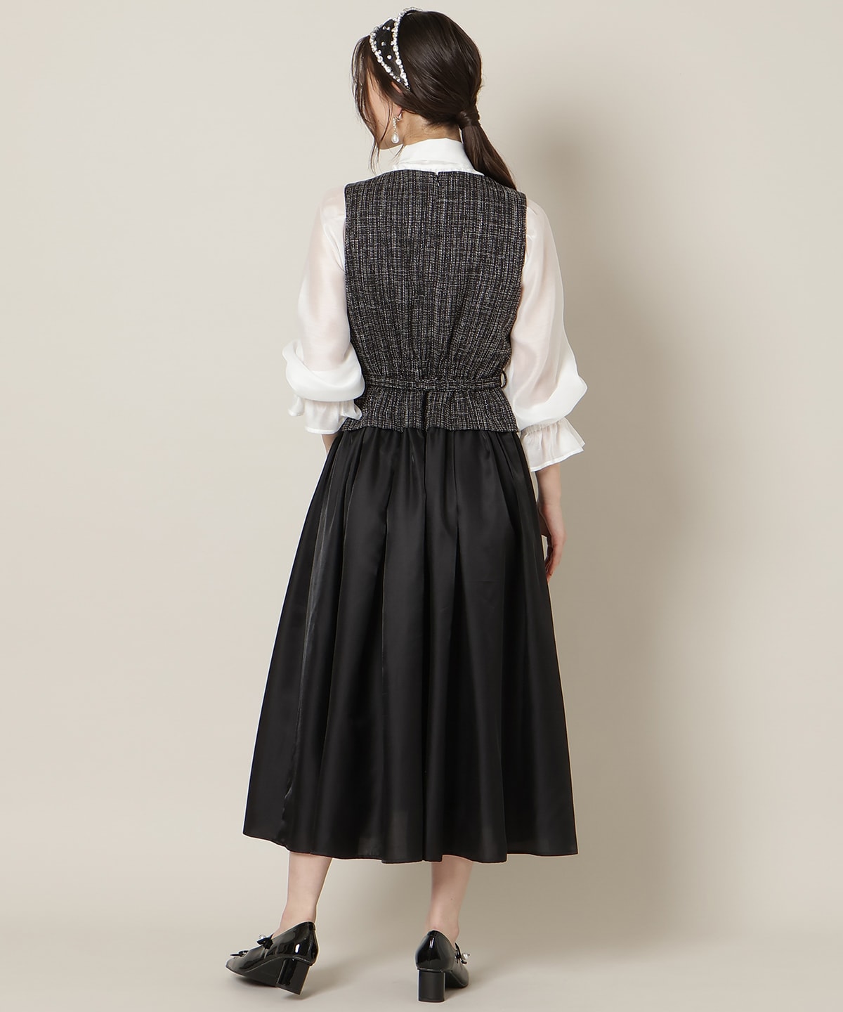 ツイードドッキングジレワンピース