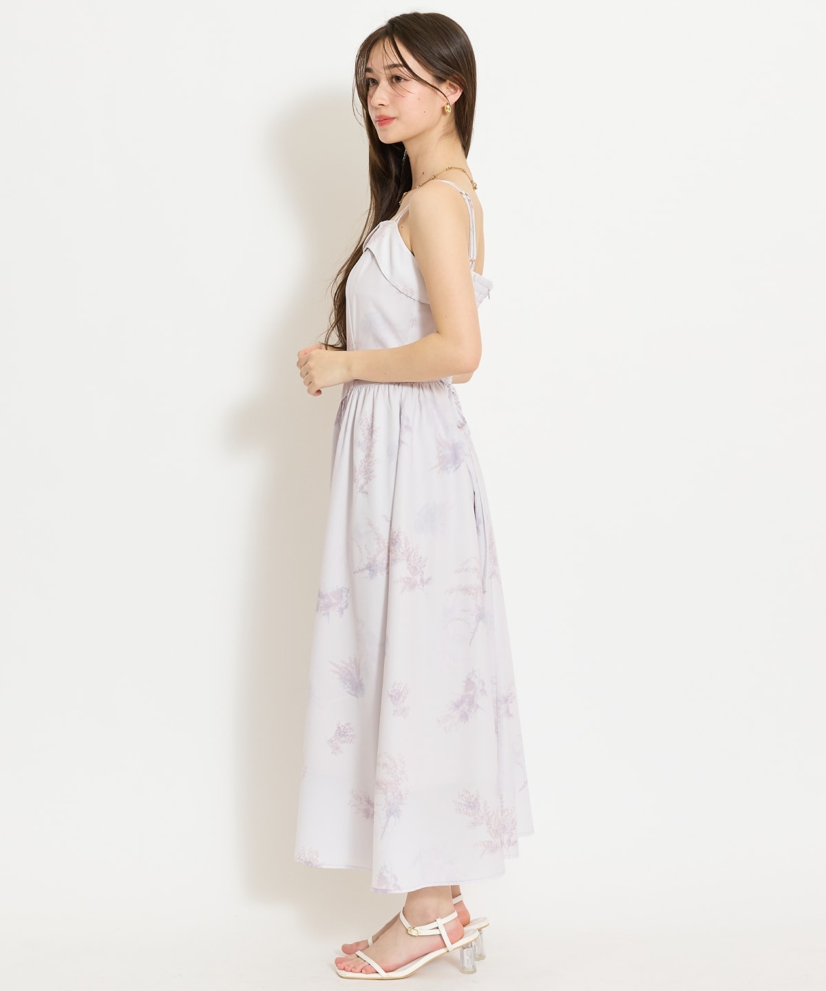 ミモザプリントキャミワンピース