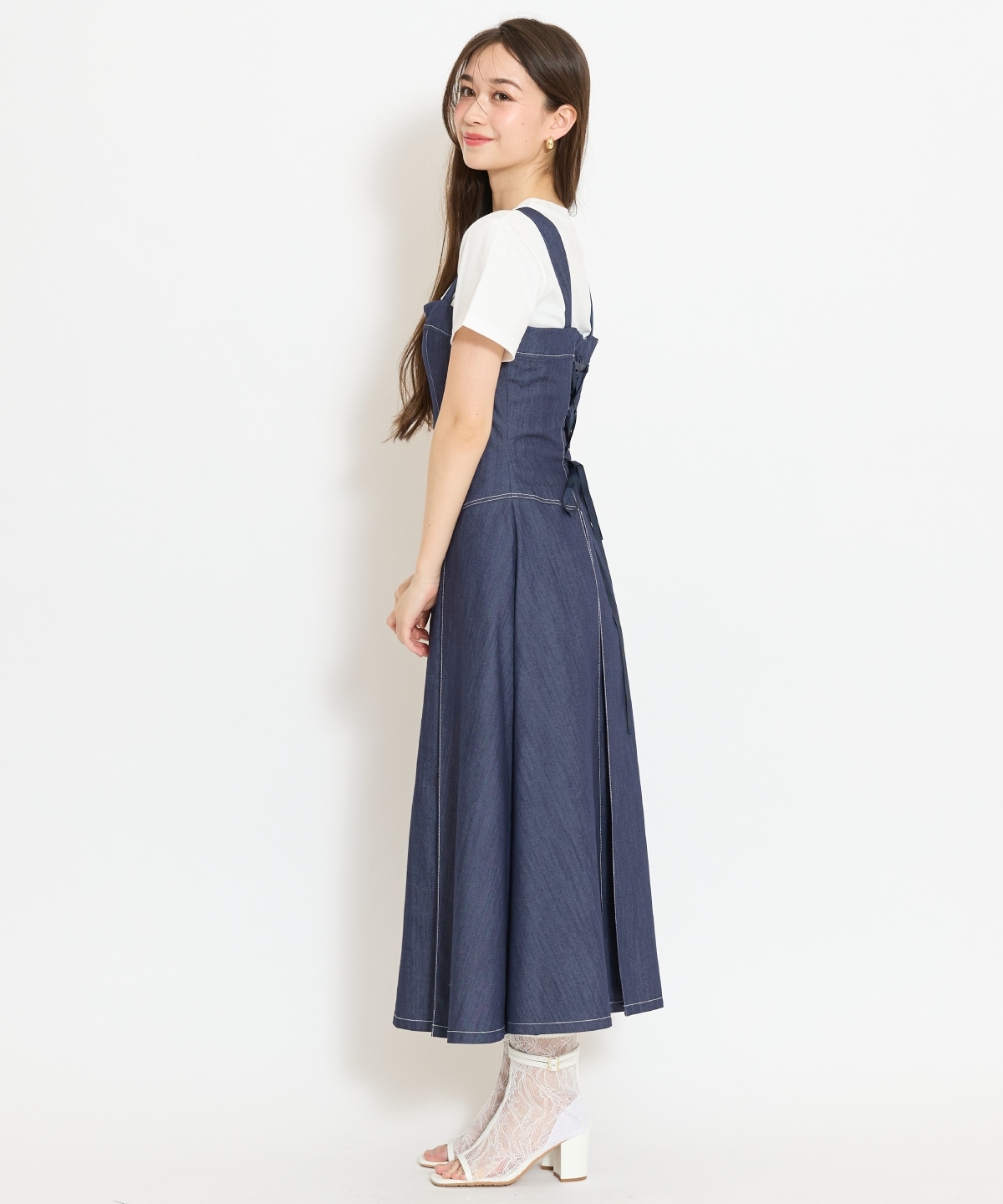 ステッチデザインフロントZIPワンピース