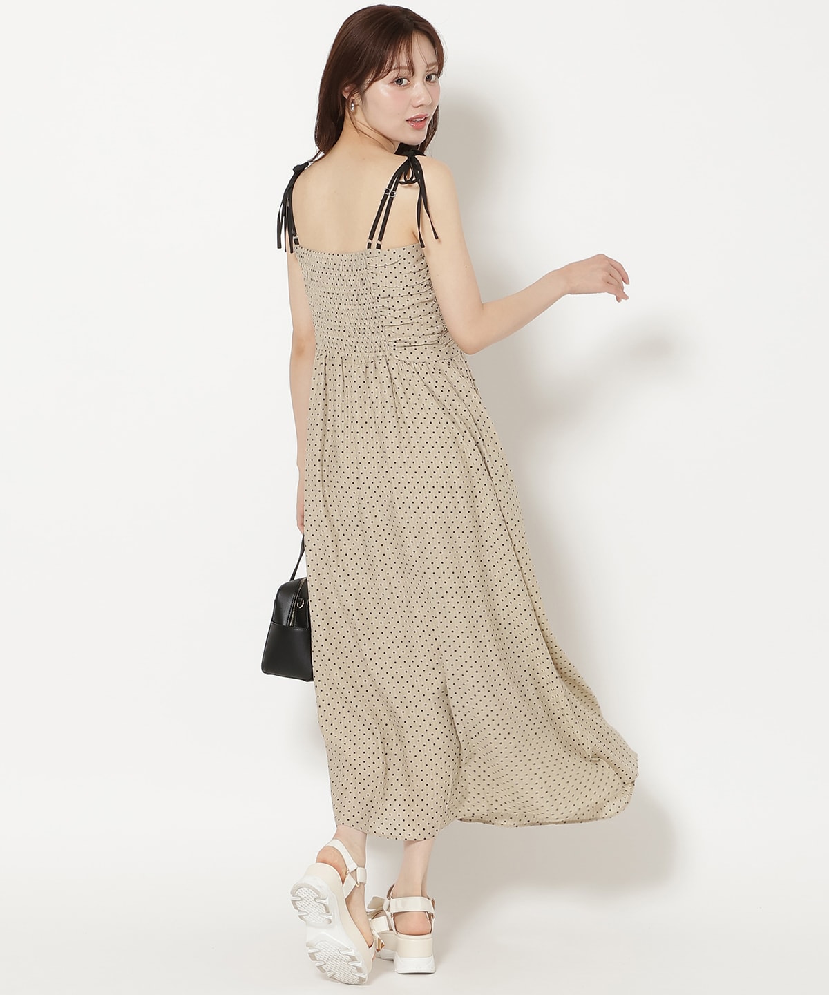 【7/16(thu)10時発売】リボンショルダーギャザーキャミワンピース