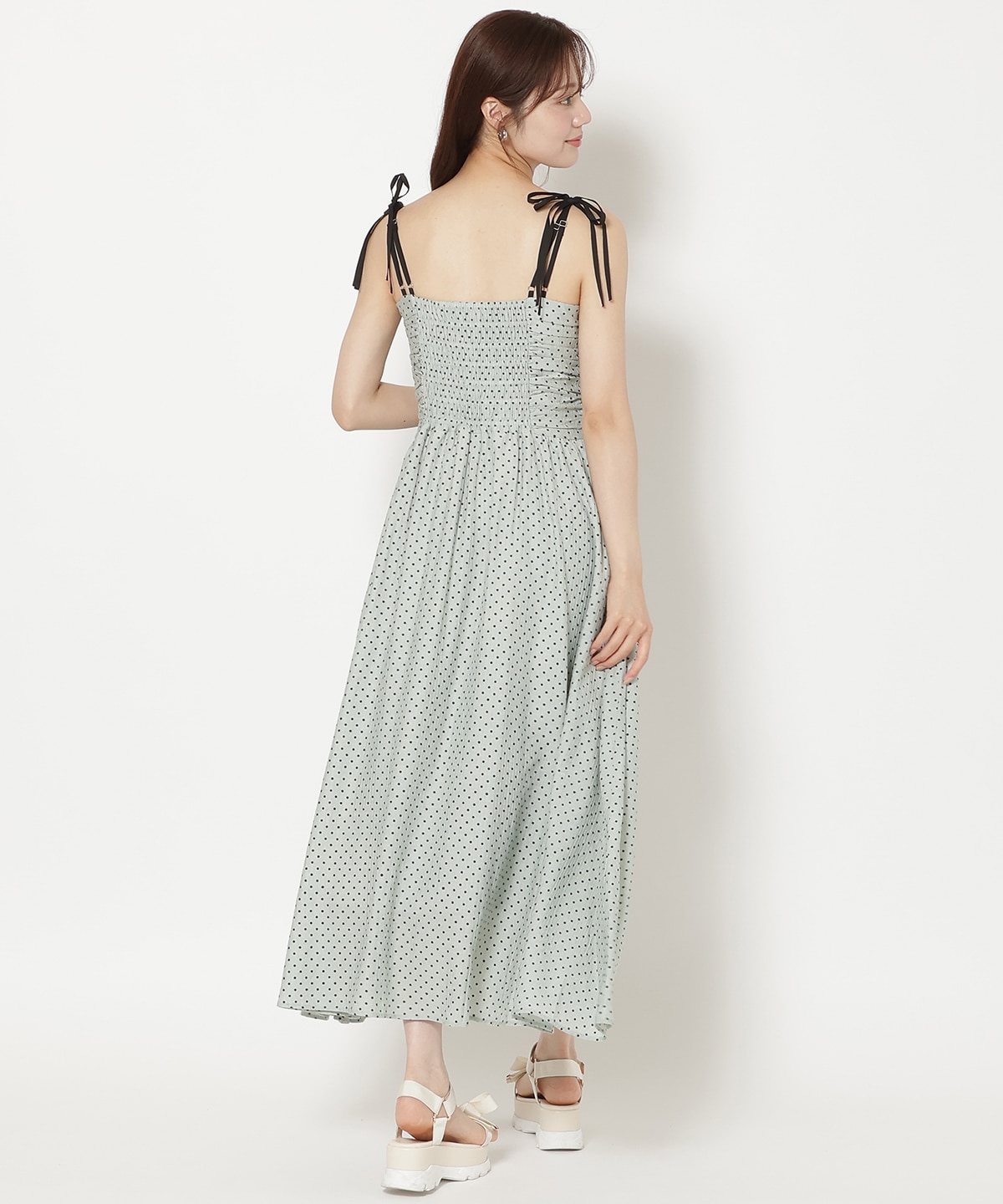 【7/16(thu)10時発売】リボンショルダーギャザーキャミワンピース
