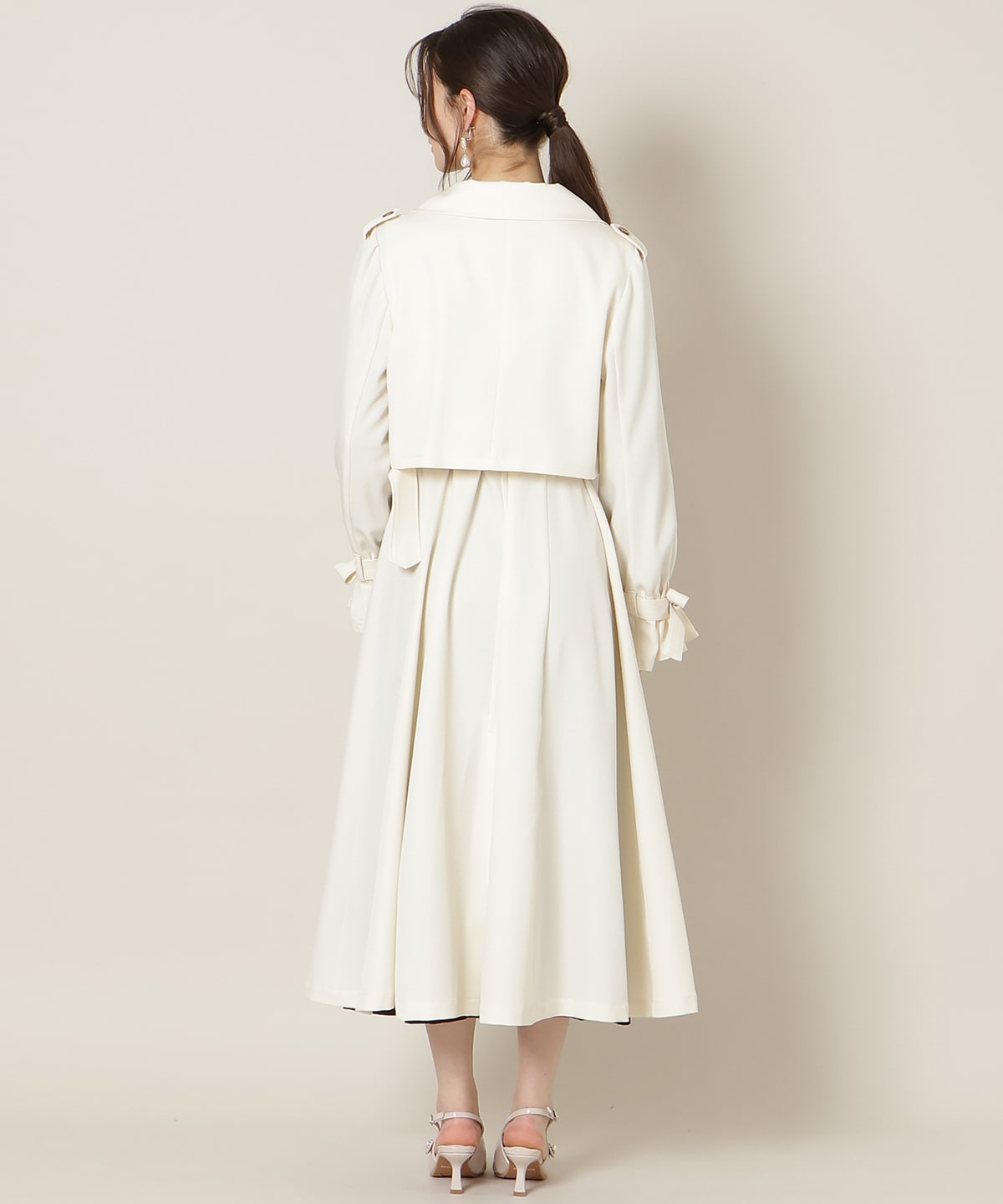 リボンスリーブ3WAYトレンチコート【ショートトレンチ×ジレワンピース】