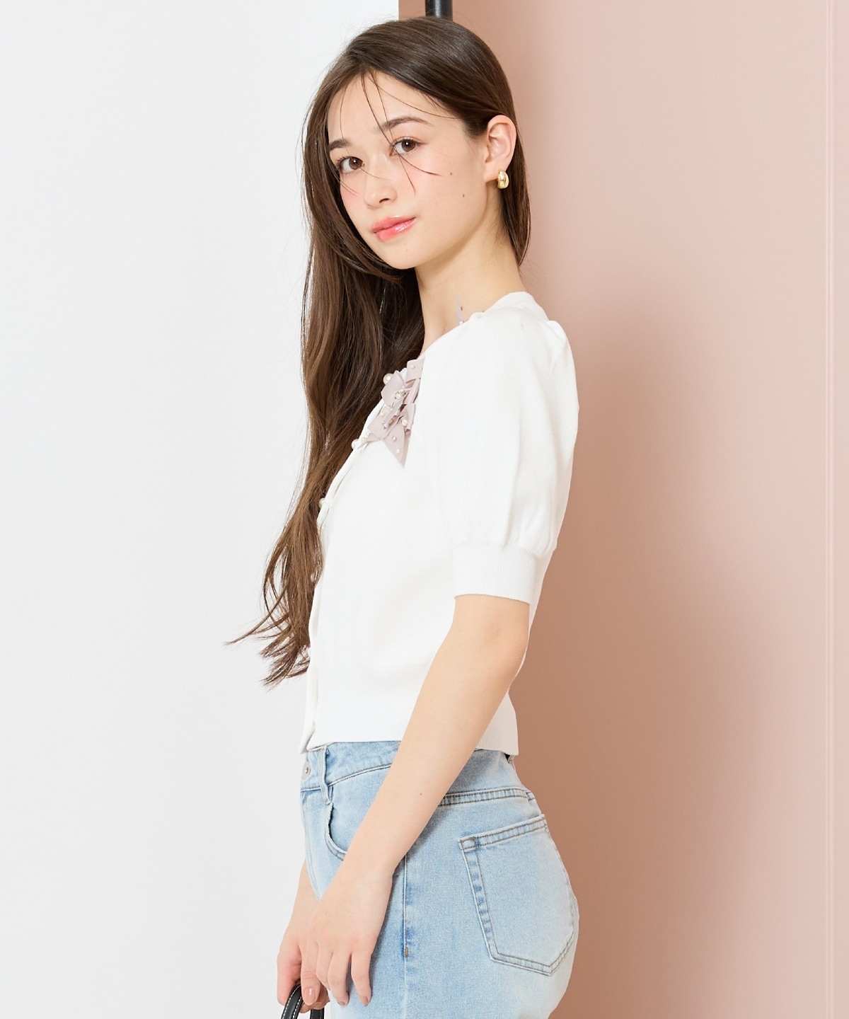 リボンデコレーションカーディガン