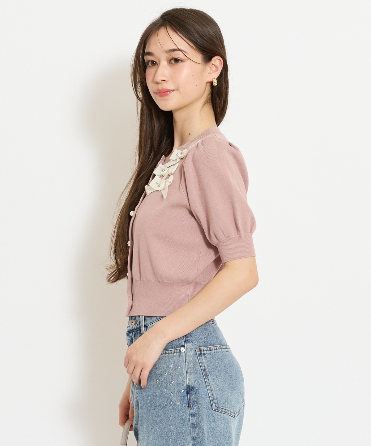 リボンデコレーションカーディガン