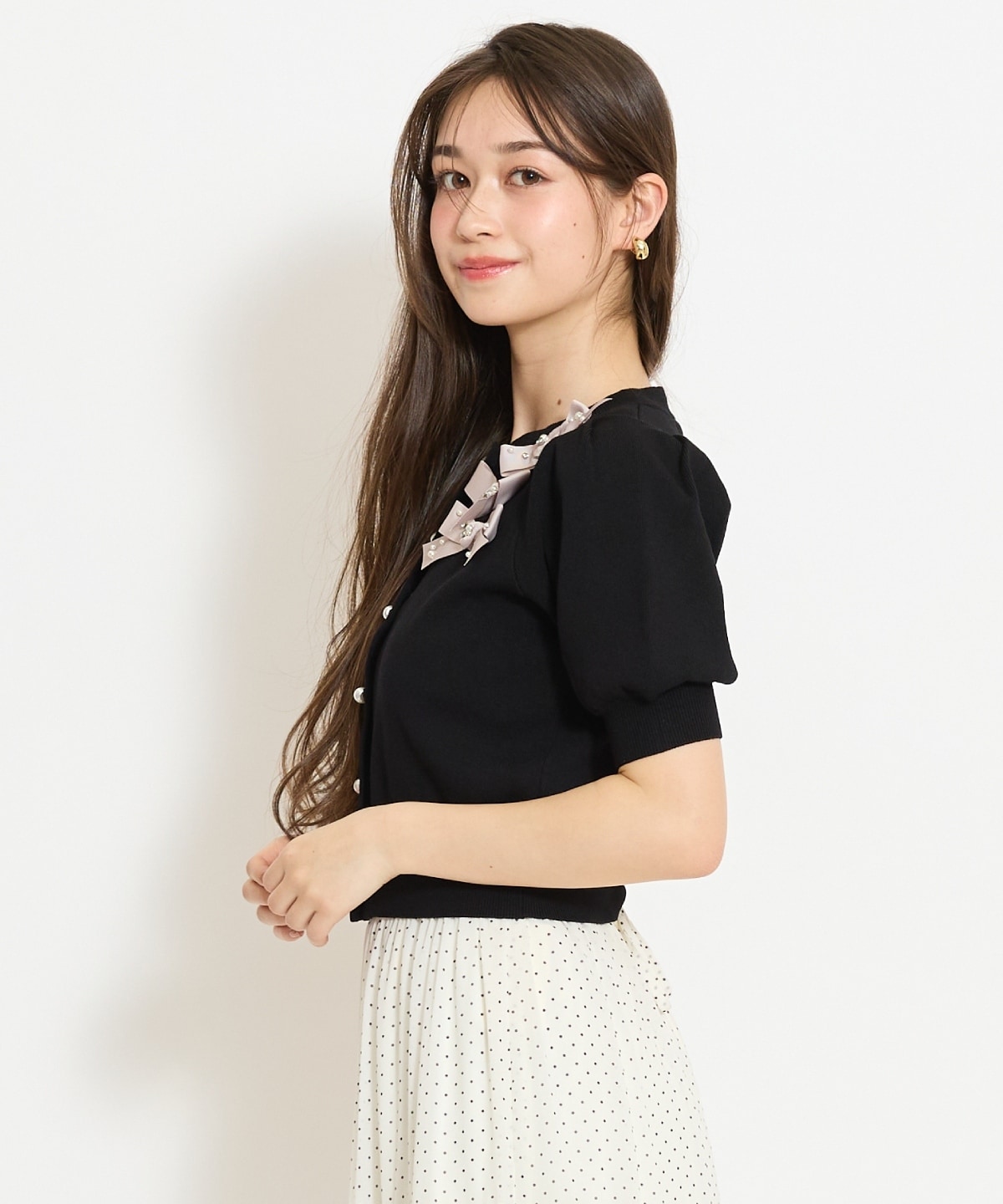 リボンデコレーションカーディガン