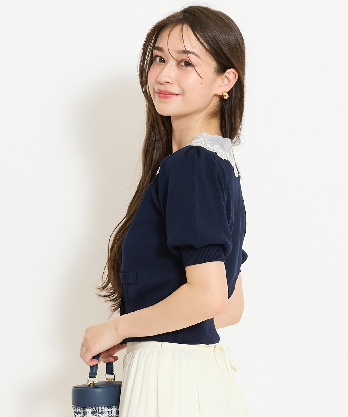 シアーレースカラーカーディガン