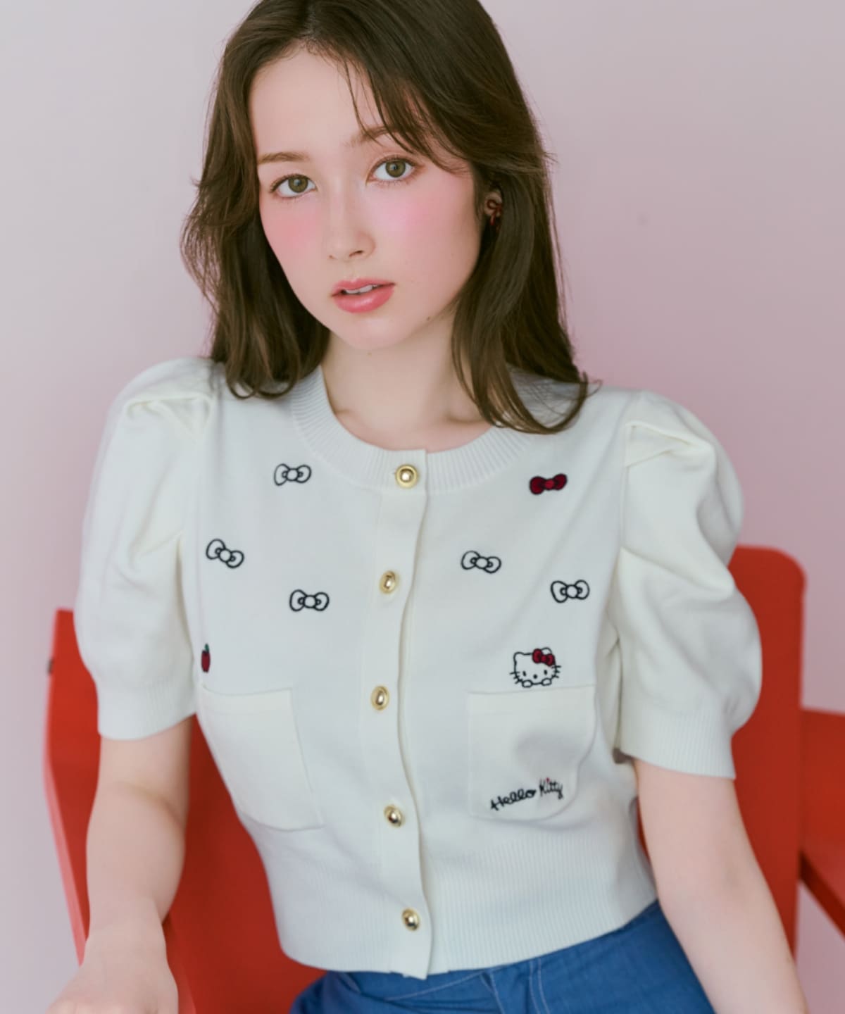 【7/16(thu)10時予約開始】WILLSELECTION×HELLO KITTY 刺繍ニットカーディガン