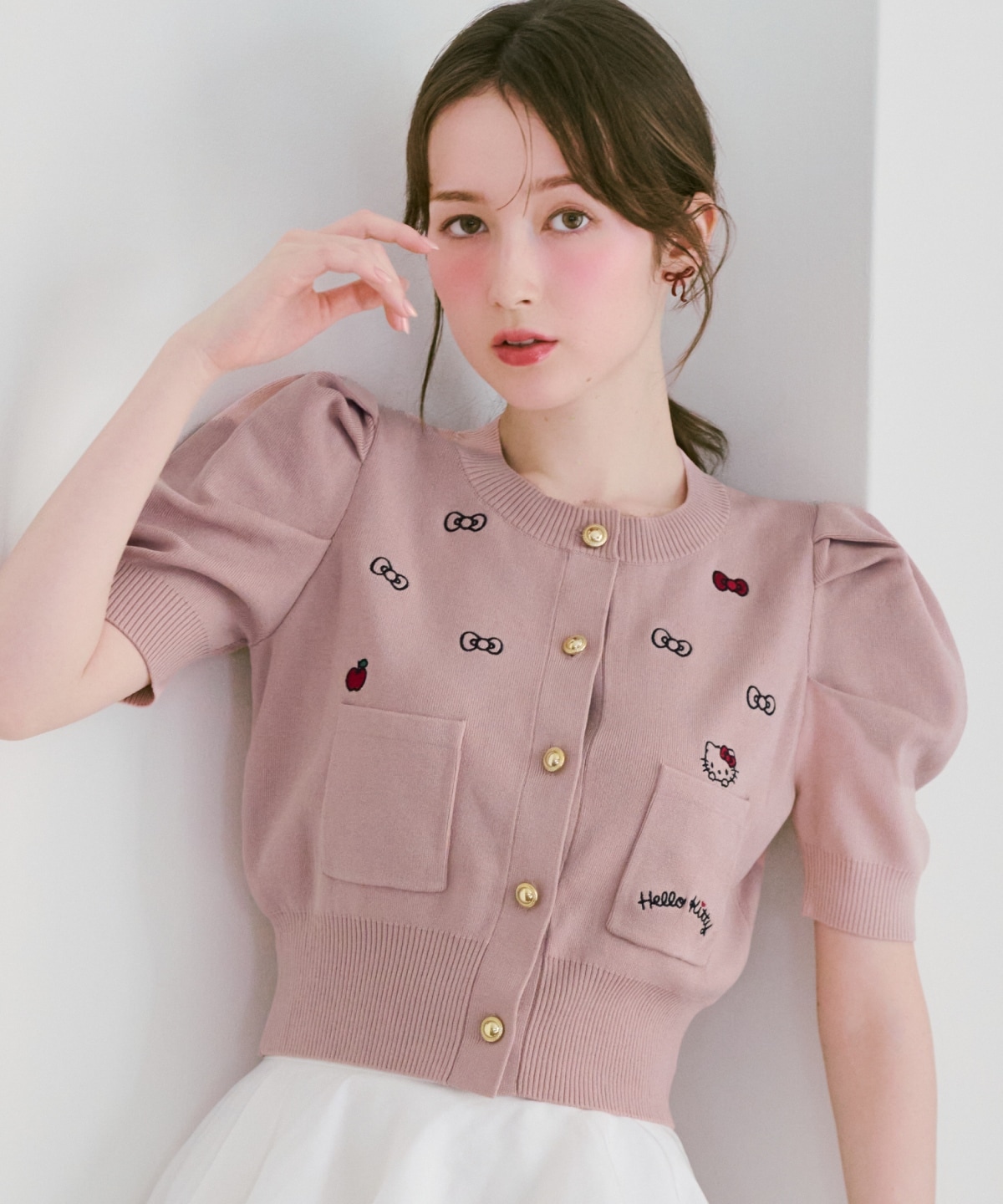 【7/16(thu)10時予約開始】WILLSELECTION×HELLO KITTY 刺繍ニットカーディガン