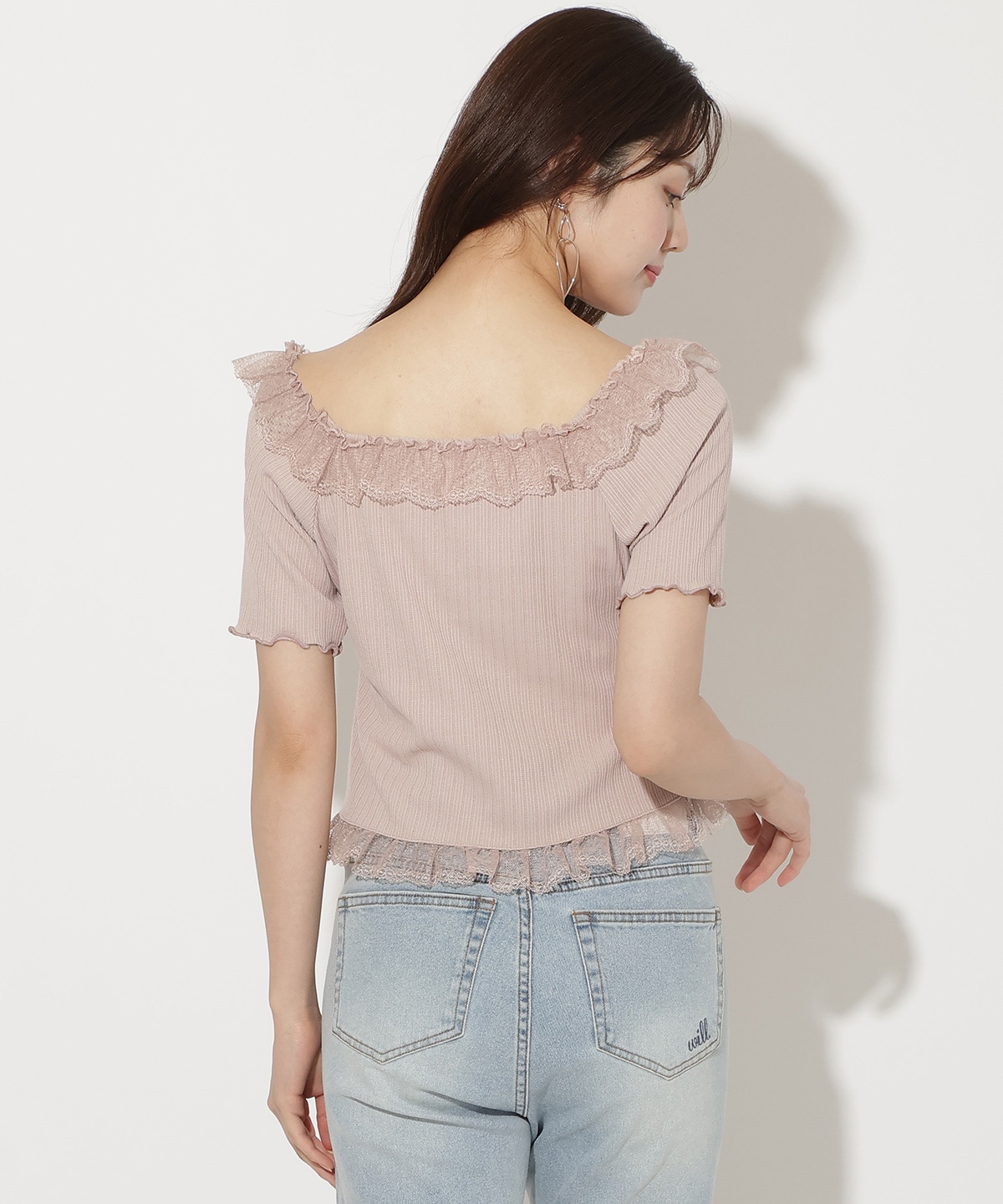 レースフリルカットトップス