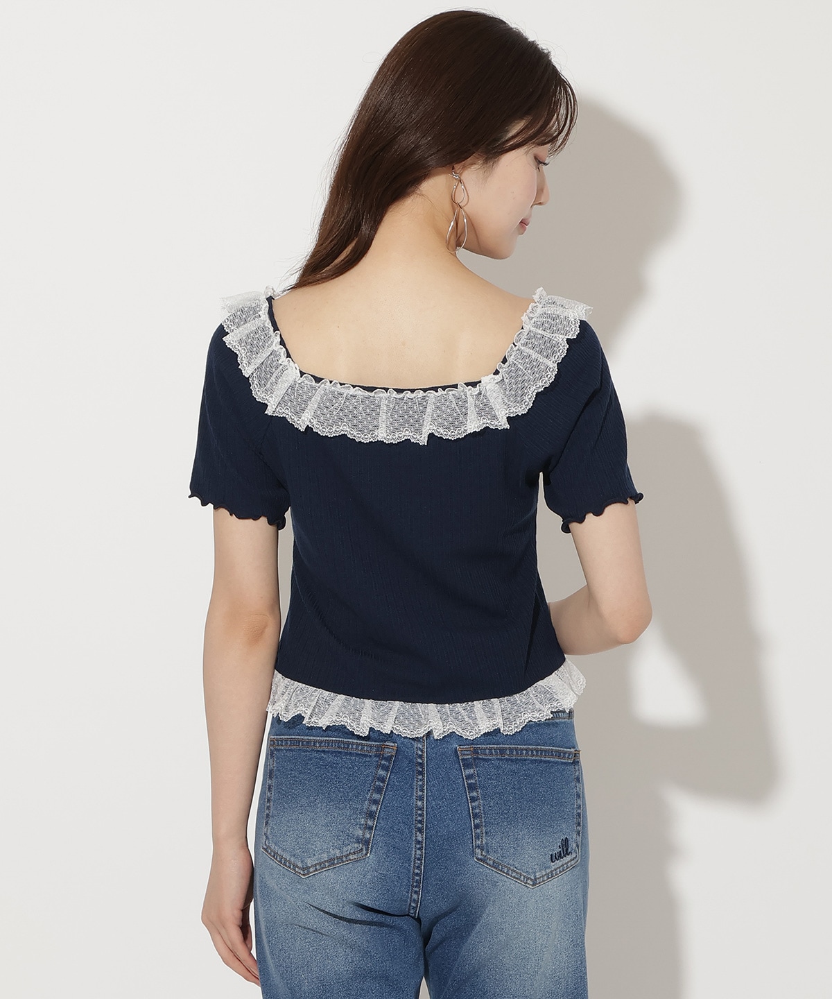 レースフリルカットトップス
