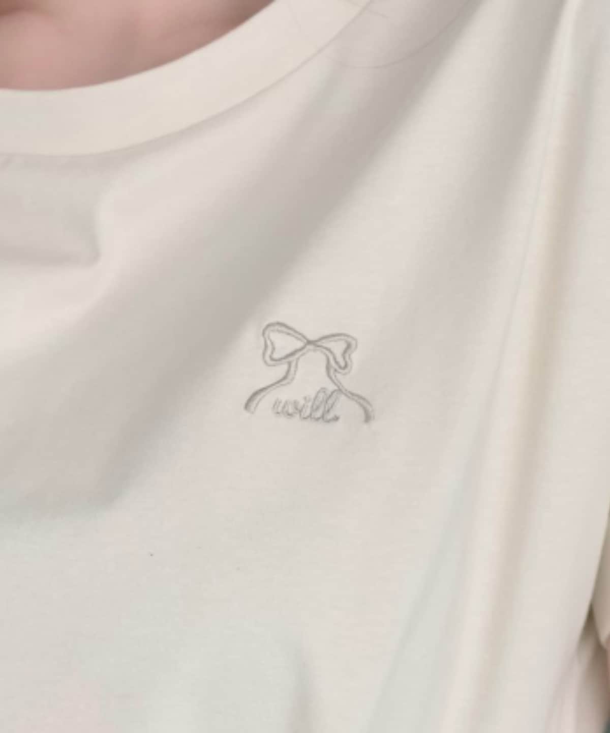 ロゴ刺繍ターンバックスリーブTシャツ