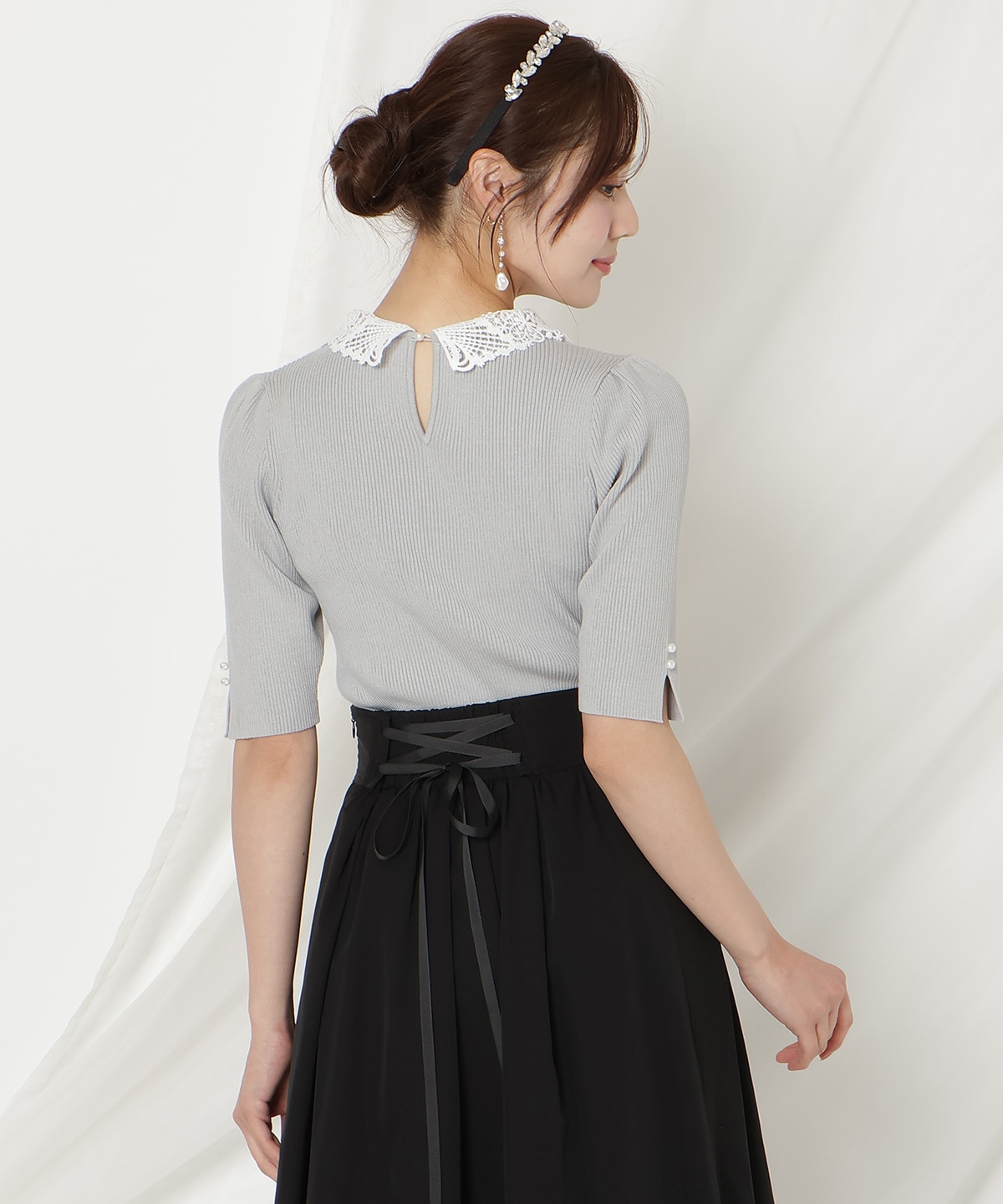 【2/27(fri)発売】リボンレースカラーリブニット