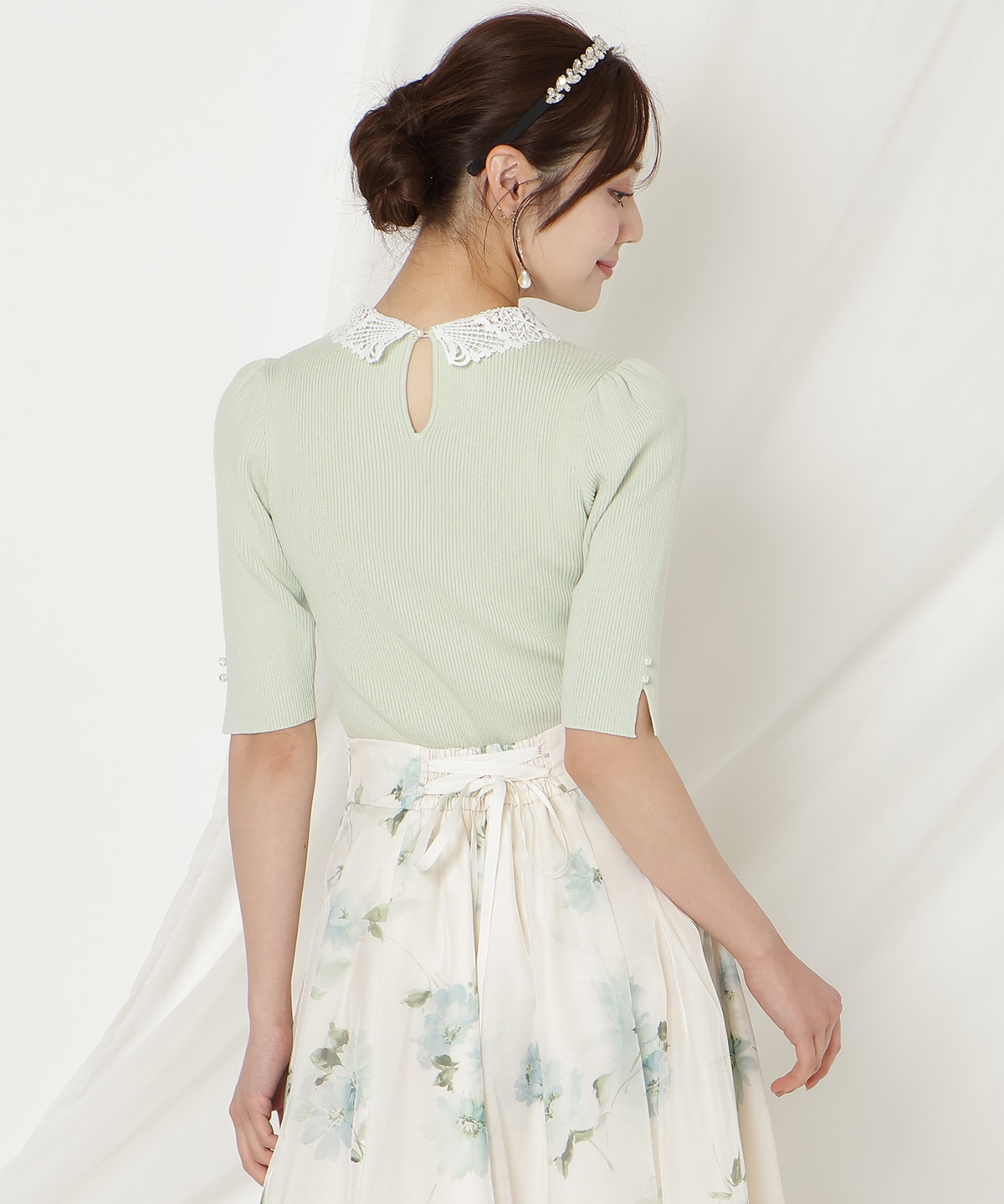 【2/27(fri)発売】リボンレースカラーリブニット