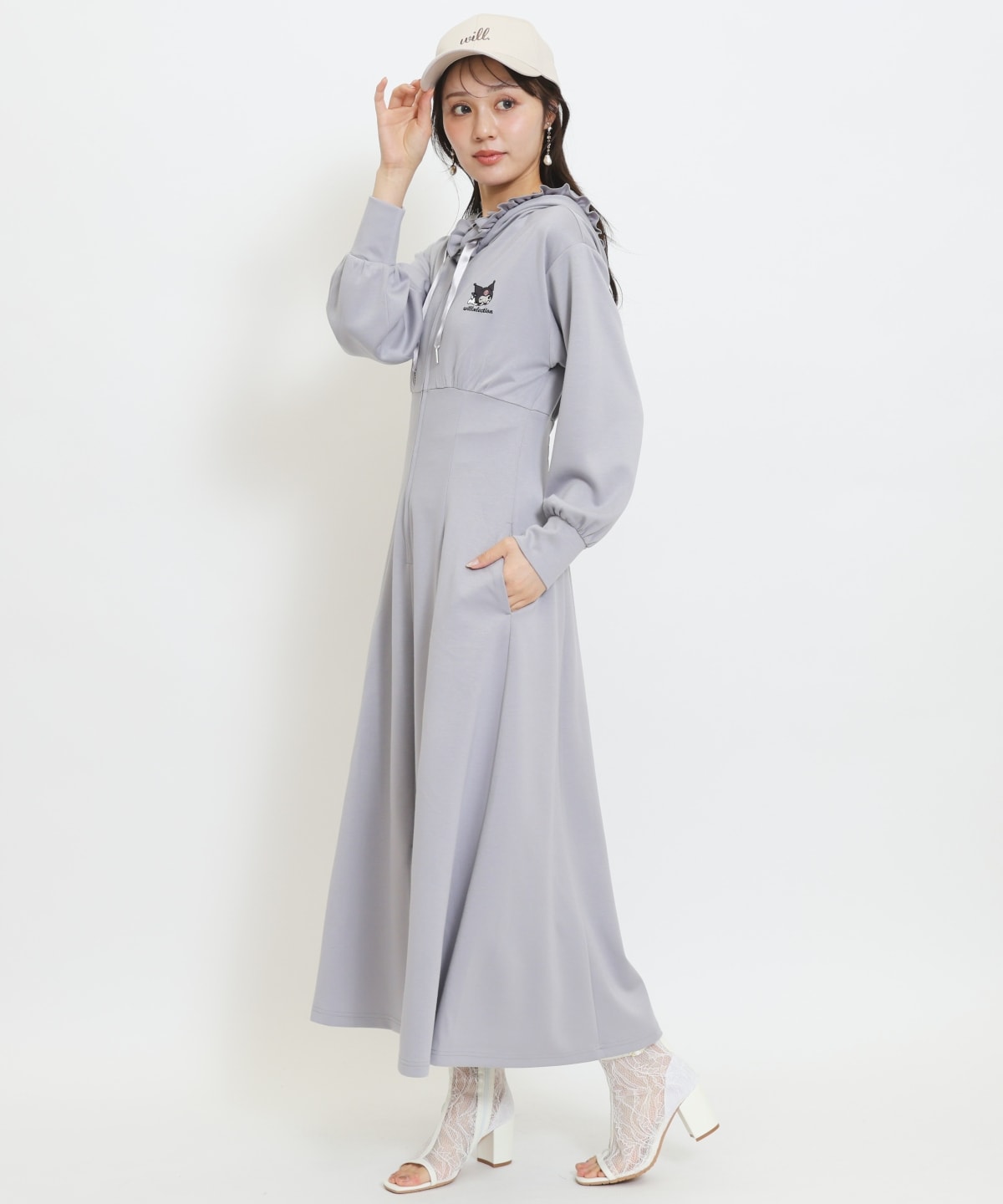 【9/17(thu)10時発売】WILLSELECTION×マイメロディ&クロミ 刺繍フリルフードパーカーワンピース