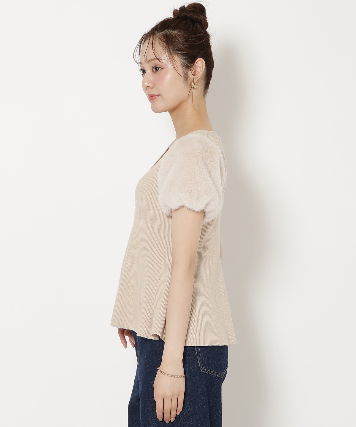 【8/7(fri)20時発売】ファースリーブペプラムニットカーディガン