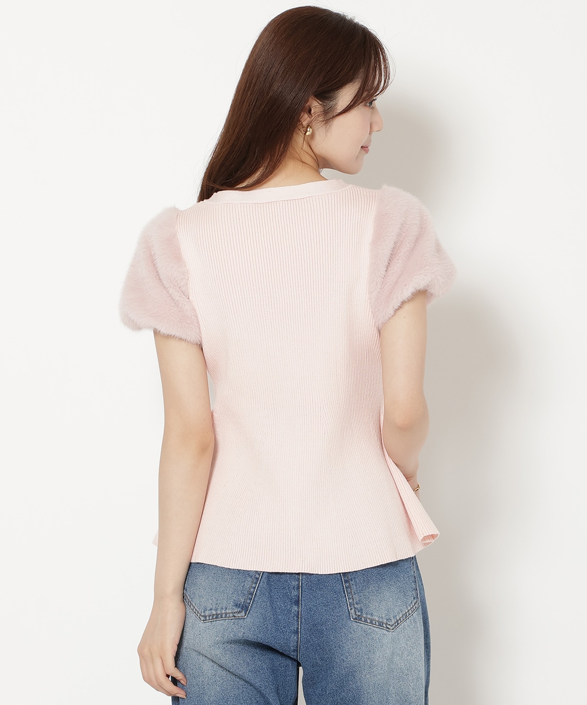 【8/7(fri)20時発売】ファースリーブペプラムニットカーディガン