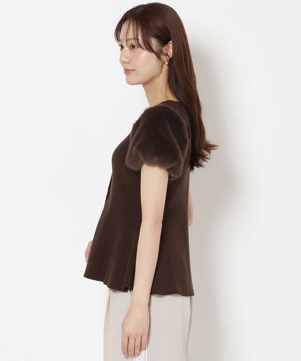 【8/7(fri)20時発売】ファースリーブペプラムニットカーディガン