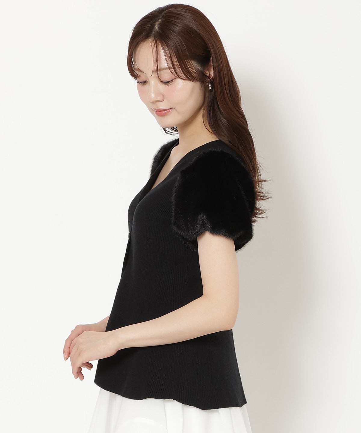 【8/7(fri)20時発売】ファースリーブペプラムニットカーディガン