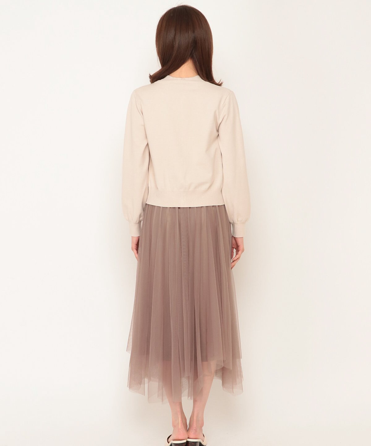 カーディガン付きイレヘムチュールドッキングワンピース M ベージュ And Couture 公式オンラインショップ バーンデストローズ