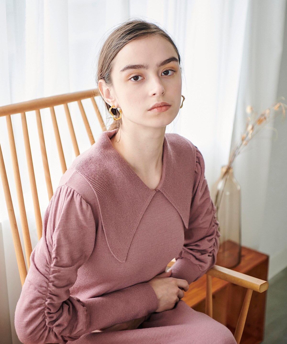 ビックカラーａラインニットワンピース M ピンク And Couture 公式オンラインショップ バーンデストローズ