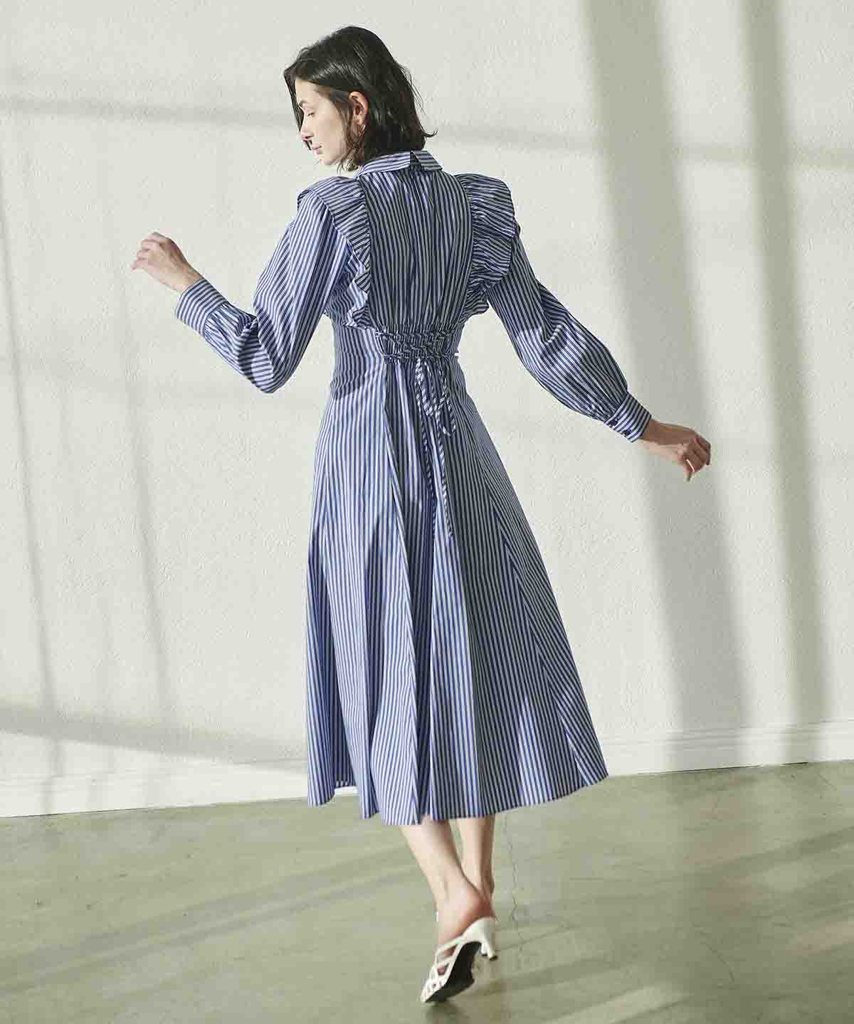 ストライプフリルシャツワンピース M パープル系ボーダー ストライプ And Couture 公式オンラインショップ バーンデストローズ