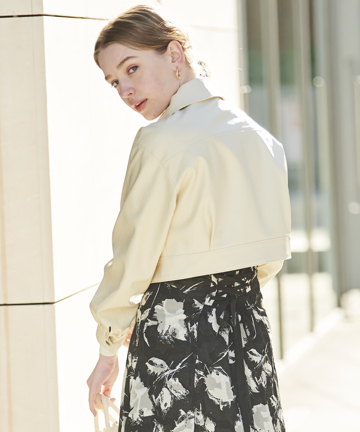 フェイクレザージップブルゾン